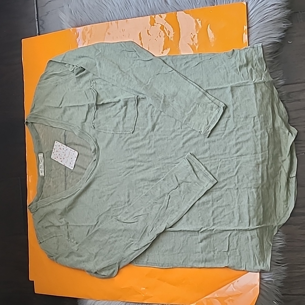 Free people wee the free betty long sleeve tee faded military - Picture 3 of 6
